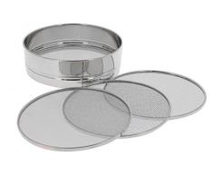 De Buyer 4605.21 Tamis INOX 4 interchangeables Maille 0.5-1-2-3mm ø21cm, Acier Inoxydable, Gris, 23x22x6,1 cm