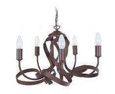 Tosel ILU5189204 Lustre, Métal, E14, 40 W, Marron, 60 x 90 cm