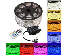 GreenSun LED Lighting 30M Ruban LED 5050 RGB SMD 60 LEDs/M Bande Flexible Lumineux Strip Light Etanche IP65 avec Télécommande à RF 24 Touches Pour Les Jardins, Bar, Parti Decoration