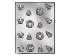 silikomart 70.075.99.0060 Moule MulticavitÃ© en Plastique pour Chocolat et GelÃ©es en Forme Etoile, Cloche, Guirlande, Sapin de Noel, Transparent, 34,5 x 20,5 x 1 cm