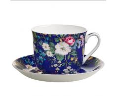 Maxwell & Williams wk09300Â Kilburn Petit DÃ©jeuner Tasse avec Soucoupe, Floral Muse, boÃ®te Cadeau, Porcelaine, Bleu/Multicolore, 2Â unitÃ©s