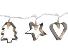 Star 726-49 Guirlande LED avec 10 LED blanches avec minuteur Motif pain dÃ©pice/cÅur/Ã©toile Ã piles 1,35 m