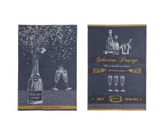 Coucke Lot de 2 torchons Prestige, Coton, Bleu, 75x50 cm