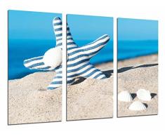 Tableau Moderne Photographique, Impression sur bois, Paysage de plage Sea Sky, Blue Star et Cochas en Arena, 97 x 62 cm, ref. 26982