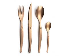Lou Laguiole 16 couverts de table pour 4 personnes, Acier Inoxydable, Cuivre
