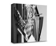 COGNOSCO HG-M115 Tableau Mural en Bois avec Photo darchitecture et Inscription en Allemand Hofbräuhau Noir/Blanc 15 x 15 cm