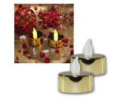 Star T-Light Lot de 2 bougies chauffe-plat LED scintillantes DorÃ© mÃ©tallique Piles sous blister avec