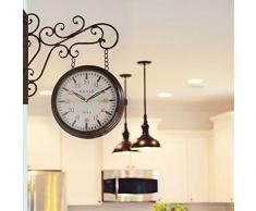 Walplus (Tm) Maison DÃ©coration Suspendu Double CÃ´tÃ©s Fer Horloge Murale DÃ©coration Murale Salle Ã Manger