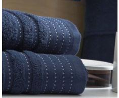 Blanc des Vosges Sir Drap de Bain Coton Navy 150 x 100 cm
