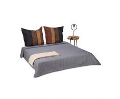 Relaxdays Dessus de lit gris couvre-lit matelassé 220 x 240cm polyester canapé linge de lit textile jetée moelleux, gris