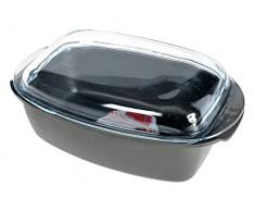 Home Grand Chef Casserole Antiadhérente Rectangulaire, avec Couvercle, Aluminium Moulé sous Pression, Anthracite, 40x21 cm