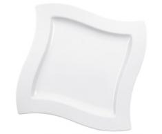 Villeroy & Boch - Assiette NewWave, Assiette en Porcelaine avec Léger Creux, Forme Carrée, Compatible Lave-VaissElle et Micro-onde, Blanc, Ø 27 cm