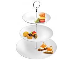 Home Assiette sur Pied en 3 Etages, MÃ©tal, Blanc