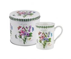 Portmeirion Home & Gifts Tasse et boîte en métal Motif Pois de Senteur Porcelaine Multicolore 13 x 13 x 11,5 cm