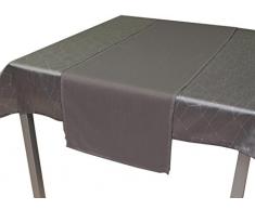 Soleil dOcre 800412 Fiesta Chemin de Table Impression Argent Polyester Gris 40x140 cm