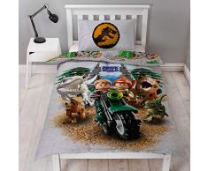 LEGO Jurassic World Housse de Couette Simple en Polyester rÃ©versible Deux cÃ´tÃ©s avec taie doreiller Assortie