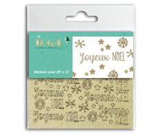 Toga Joyeux NoÃ«l Lot de 2 planches de stickers peel off, Plastique, PailletÃ© Or, Dimensions 10 x 10 cm