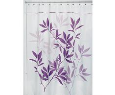 InterDesign Leaves rideau de douche, rideau baignoire design 180,0 cm x 200,0 cm en polyester, rideau bain chic avec motif de feuilles, violet