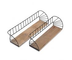 Madeleine Home Sanri Ãtagère Flottante fabriquée à la Main avec Cadre en métal et revêtement poudré Noir et Bois Naturel, à Fixer au Mur, idéale pour Cuisine, Salon, Chambre, Bureau