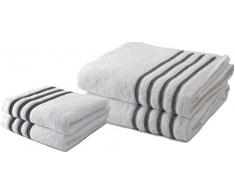 Lot de 2 Serviettes de Toilette 50x100 cm + 2 Draps de Bain 100x150 cm 100% Coton - 550 GR/m2