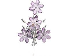 Applique chrome, feuilles acrylique lilas, interruptuer, LxLxH:235x130x330, excl. 1xE14 40W 230V