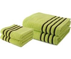 Lot de 2 Serviettes de Toilette 50x100 cm + 2 Draps de Bain 100x150 cm 100% Coton - 550 GR/m2