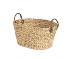 COMPACTOR Panier Ã linge en Jacinthe dEau TressÃ© Ã la Main, Forme Ovale, Bois Clair, 60 x 45 x H. 37 cm, RAN6826