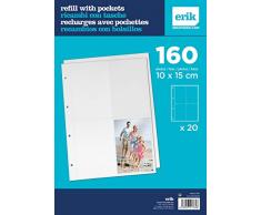 Recharge pour Album Photo - 20 Feuilles de 4 Pochettes 10x15cm - 160 Photos