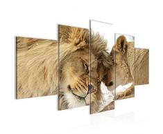 Tableau decoration murale Les lions aiment 200 x 100 cm - XXL Impression sur Toile Salon Appartment 5 Parties - prÃªt Ã accrocher - 002151a