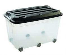 Sundis 4366009 Malle de Rangement, Plastique, Transparent/Noir, 70 x 39,5 x 43 cm