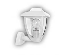 GEV Applique murale extÃ©rieure Lena, classique lampe dextÃ©rieur, design rÃ©tro, culot pour ampoule E27, jusquÃ 60Â W, IP 44, aluminium, blanc, 17,5Â x 17Â x 24Â cm