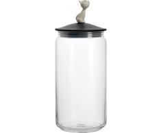 Alessi Ammi22 B Miòjar Pot Aliments Chats en Verre avec Couvercle en Résine Thermoplastique, Noir