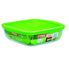 Pyrex 4936914 Cook&store Plat à Four En Verre Carré Bas Avec Couvercle 25x22 Cm