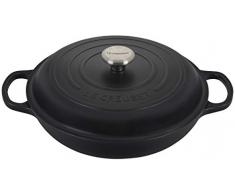 Signature Le Creuset Cocotte en fonte peu profonde 30 cm, Noir satinÃ©, 30 cm