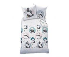 Matt&Rose Panda Parure, 100% Coton, Blanc, 140 x 200 cm/63 x 63 cm - Taille franÃ§aise