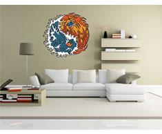 Indigos Kar de Wall-misc3Â yinyang6â70Â Sticker Mural misc3Â de yinyang6Â âÂ Yin Yang Vagues et feuÂ âÂ Ã©lÃ©gant Sticker Mural 70Â x 67Â cm