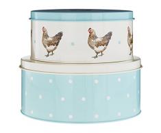 Premier Housewares Mrs Henderson Boites Ã GÃ¢teaux - BoÃ®tes de rangement - BoÃ®te Ronde de Stockage - BoÃ®te de conservation -Lot de 2 - acier galvanisÃ©- peinture en poudre