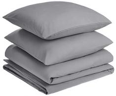 AmazonBasics Parure avec housse de couette en microfibre de qualitÃ© supÃ©rieure Gris foncÃ© 260 x 240Â cm / 65 x 65Â cm