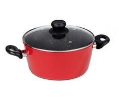 STONELINE Faitout avec Couvercle en Verre, Fonte daluminium, Rot, 24 cm