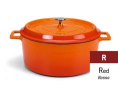 Pentole Agnelli COGHSRP10414R Ustensiles de Cuisson cocotte en Fonte Slowcook, 14 cm, 0,8 l, Rouge