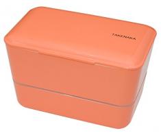 Takenaka 12-1402-20 BoÃ®te Bento Etendu Double Plastique Corail 17,4 x 11 x 10,9 cm