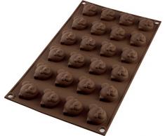 Silikomart 26.141.77.0065 SF141 Moule pour Chocolat et Glace Forme Panda 24 Cavités Silicone Marron