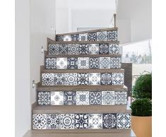 Stickers adhésifs escalier carrelages | Sticker Autocollant contremarche Carreaux de ciment – Stickers contremarche carrelages | Escalier carreaux de ciment adhésif - azulejos – 15 x 105 cm - 6 bandes
