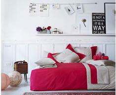 Essix - Drap Plat Toi & Moi Laurette Percale de Coton AzalÃ©e/Lin 240 x 300 cm