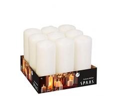 Spaas Plateau de 9 Bougies piliers Non parfumÃ©es, Cire de Paraffine Blanche, D 60 mm x H 150 mm