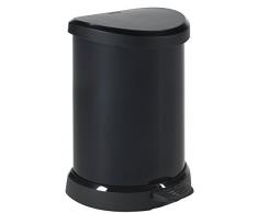 CURVER | Poubelle à pédale 20L Aspect métal, Métal Noir, Metal Bins, 30,3x28,1x44,8 cm