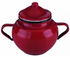 Ibili 910650 Sucrier en acier Ã©maillÃ© vitrifiÃ© avec couvercle Rouge 0,5 l