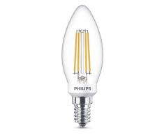 Philips ampoule LED Flamme Filament E14 5W Equivalent 40W Claire Blanc chaud compatible variateur