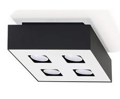 Sollux Lighting Mono 4 Plafonnier en acier Noir, Blanc