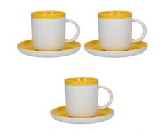 La Cafetiere (UK) Limited 5251524 La CafetiÃ¨re Barcelona Coffret Tasse Ã CafÃ© + Soucoupe CÃ©ramique Moutarde Lot de 3
